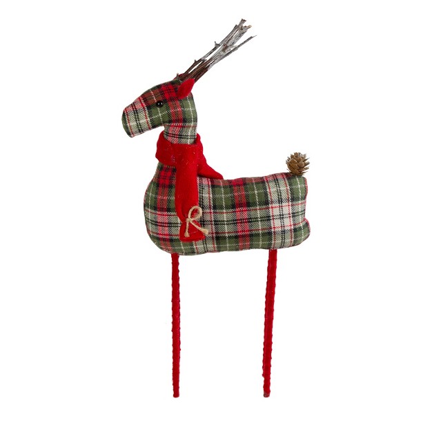 Red And Green Plaid Standing Reindeer Christmas Figure