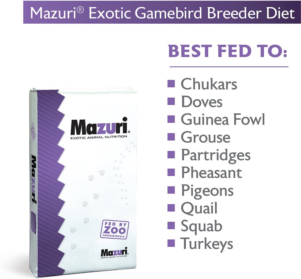 Mazuri Exotic Gamebird Breeder Food， 40-lb box