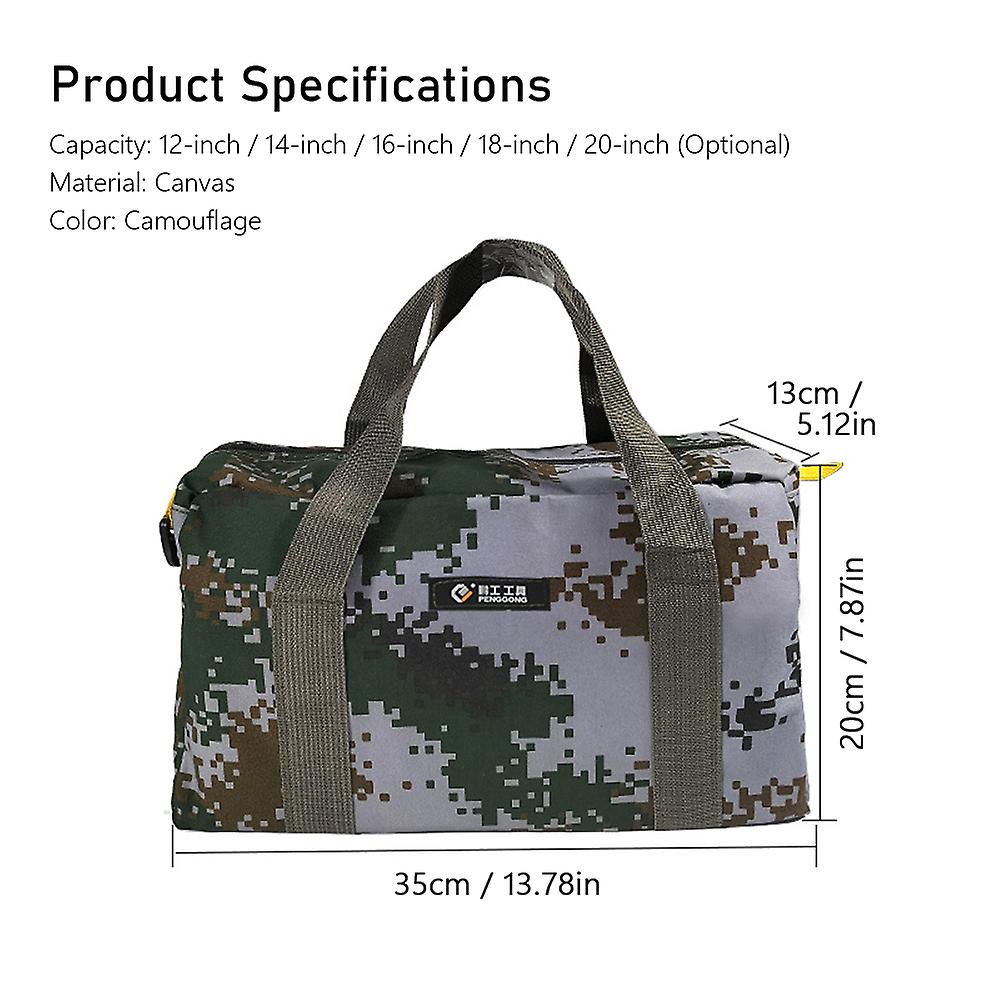 Penggong 14-inch Tool Bag Wear-resistant Storage Bag For Maintenance Tool Large Capacity Camouflage Canvas Bag No.331086