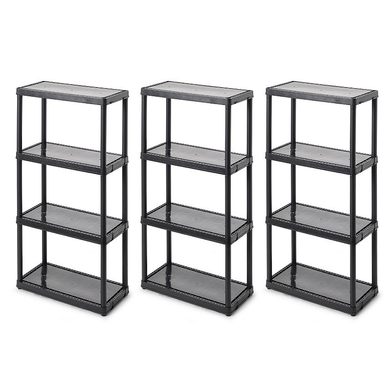 Gracious Living 4 Shelf Fixed Height Solid Organizing Storage Unit， (3 Pack)