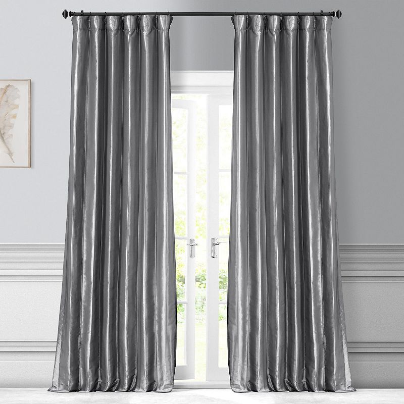 EFF 1-Panel Solid Faux-Silk Taffeta Window Curtain