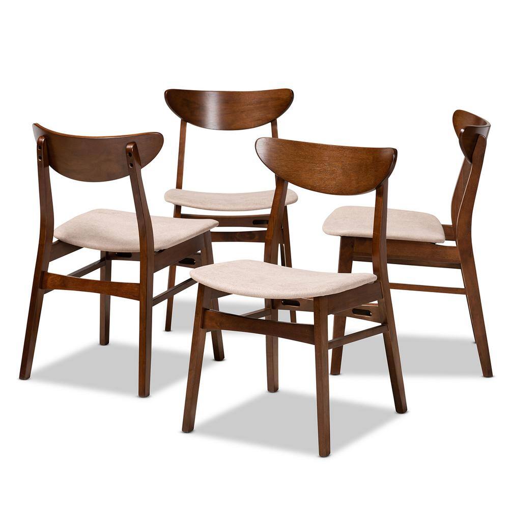 Baxton Studio Parlin Light Beige and Walnut Brown Fabric Dining Chair (Set of 4) 167-10809-HD