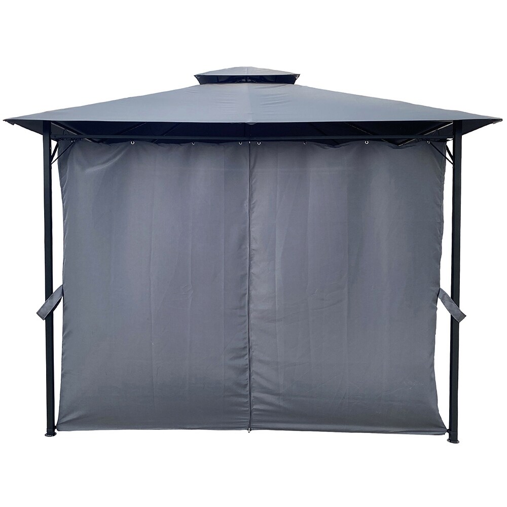 Outdoor Patio Garden Gazebo Tent With Curtains  Gray