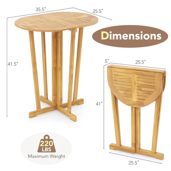 Outdoor Folding Bar Table with Oval Tabletop and Cross Base