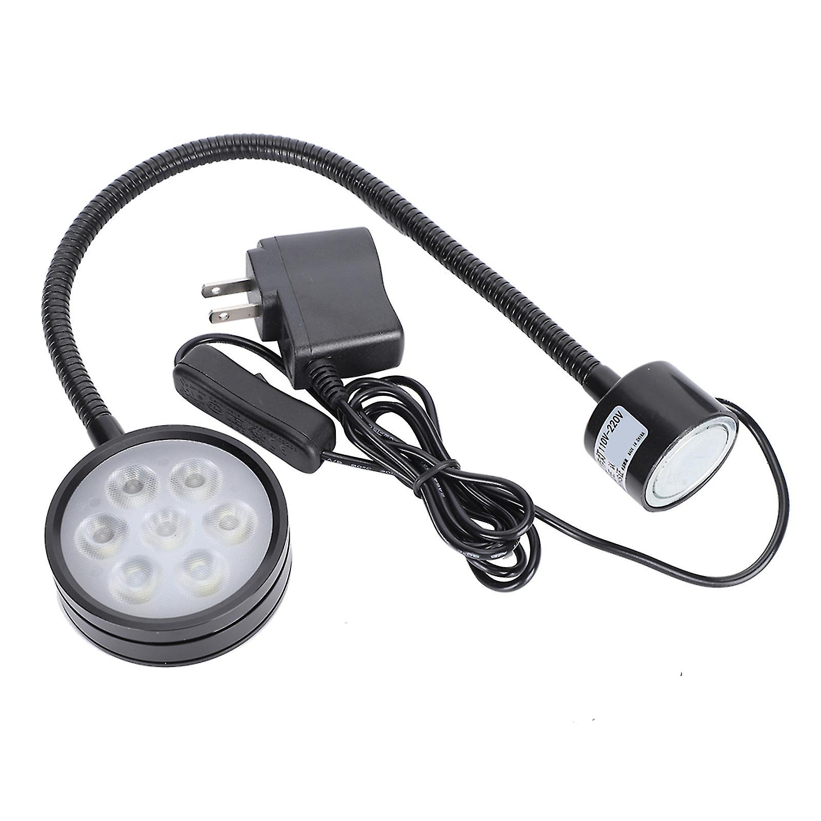 7W LED Work Light Adjustable Neck Magnetic Base Lamp for CNC Machining US Plug 110‑220V