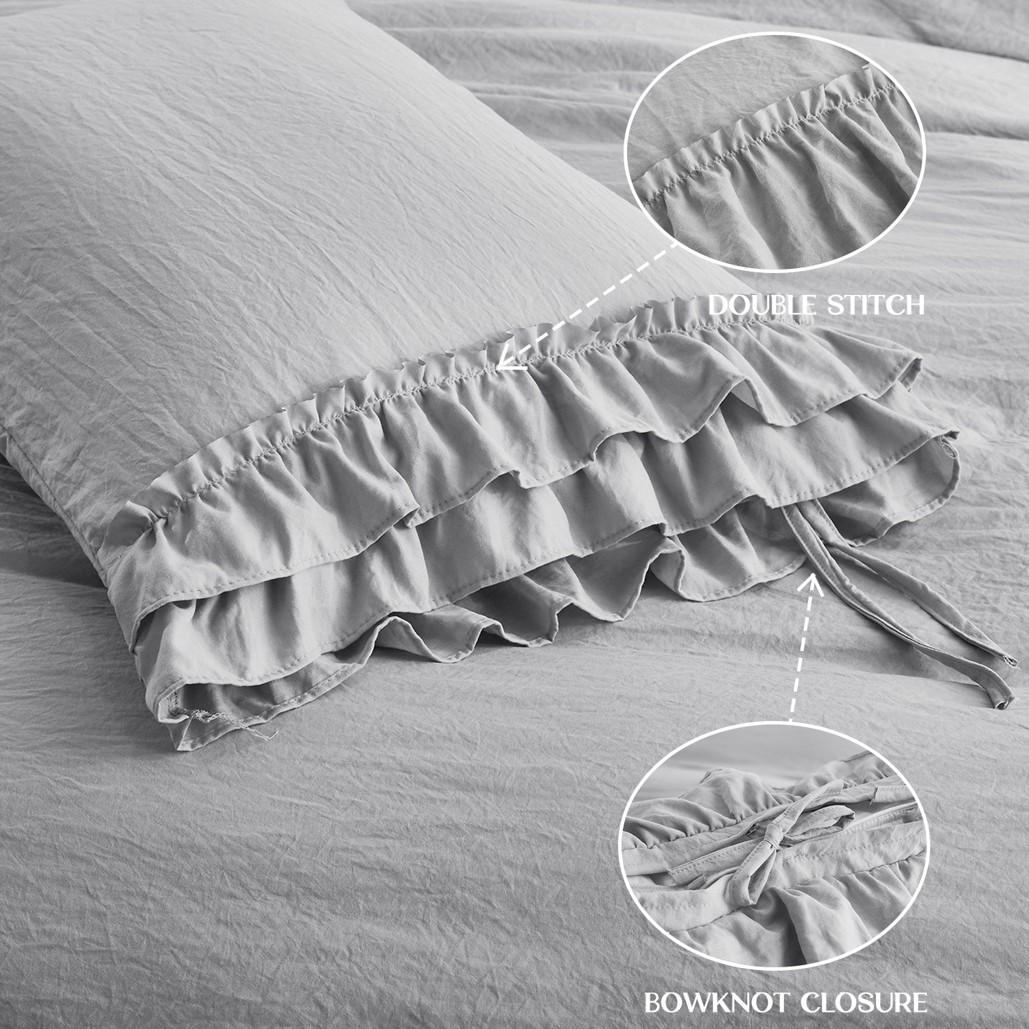 3 Piece Pre-Washed Microfiber Handmade Ruffle Fringe Duvet Cover Set-Hans