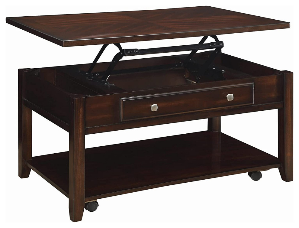 Classic Coffee Table  Lower Shelf  ampStorage Drawer With Rectangular Top  Walnut   Traditional   Coffee Tables   by Decor Love  Houzz