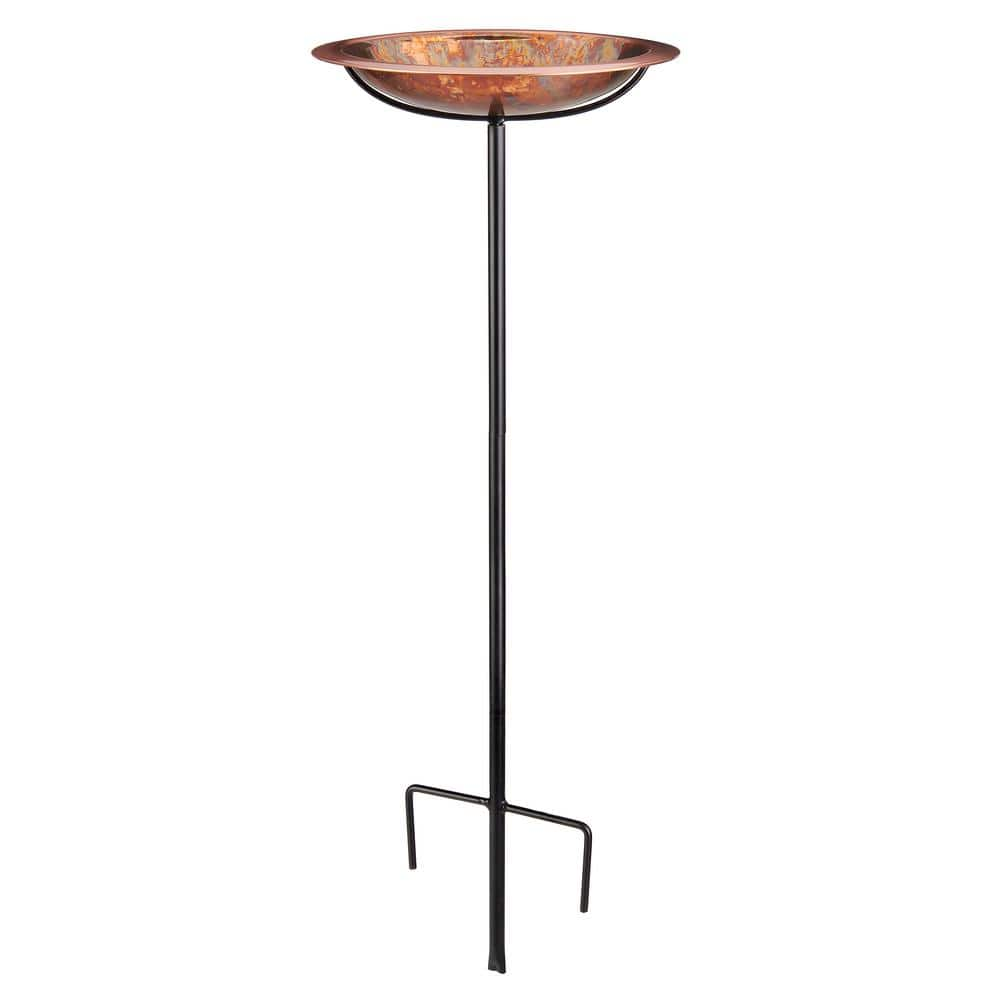 Good Directions Pure Copper Birdbath， Featuring a Hand-Applied Fired Finish and a Multi-Pronged Garden Pole BBG-3