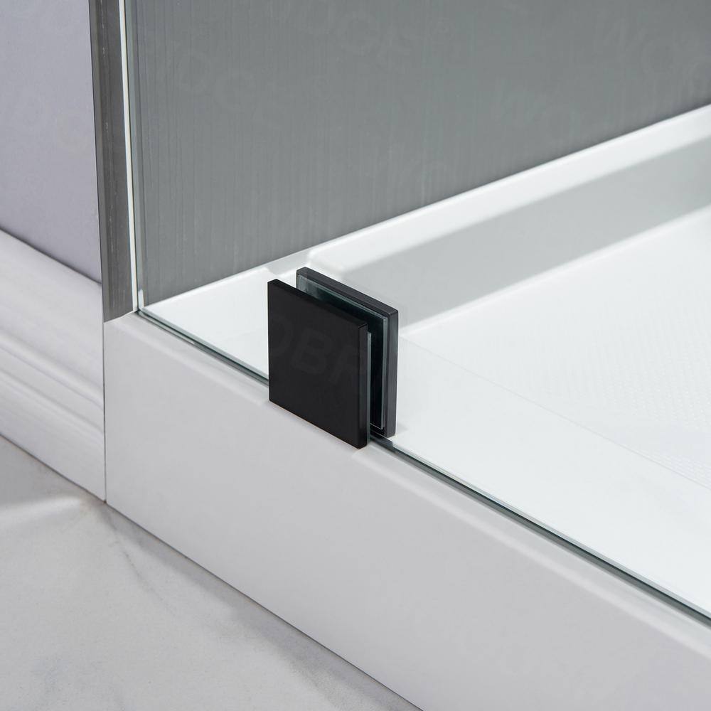 WOODBRIDGE Austin 44 in. to 48 in. x 76 in. Frameless Sliding Shower Door with Shatter Retention Glass in Matte Black Finish MSDC4876-MBL