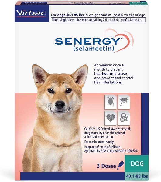 Senergy Topical Solution for Dogs， 40.1-85 lbs， (Teal Box)