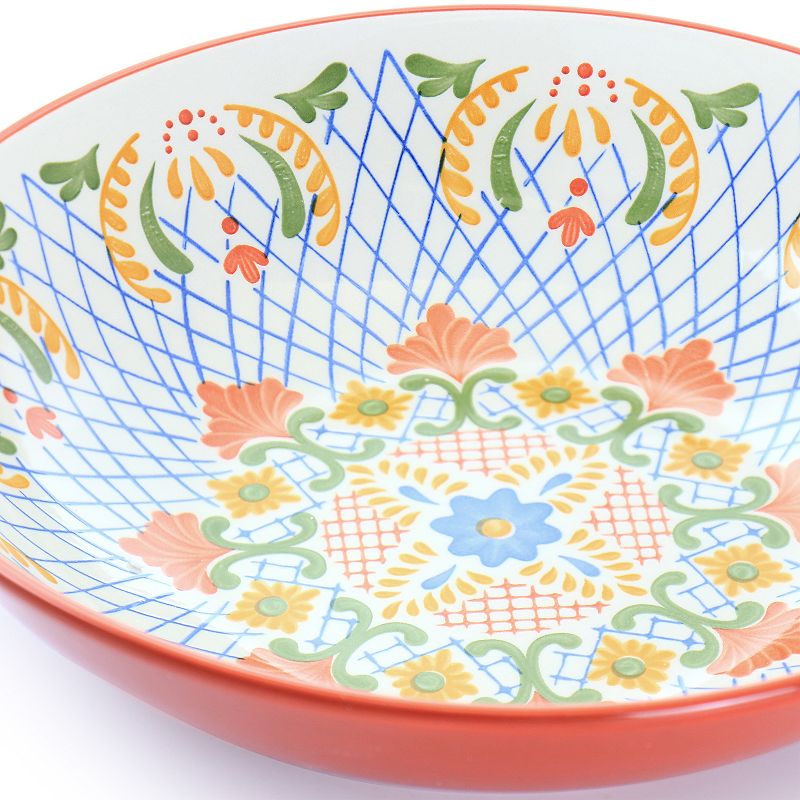 Laurie Gates California Designs Tierra 10.5 Inch Hand Painted Stoneware Pasta Bowl in Red