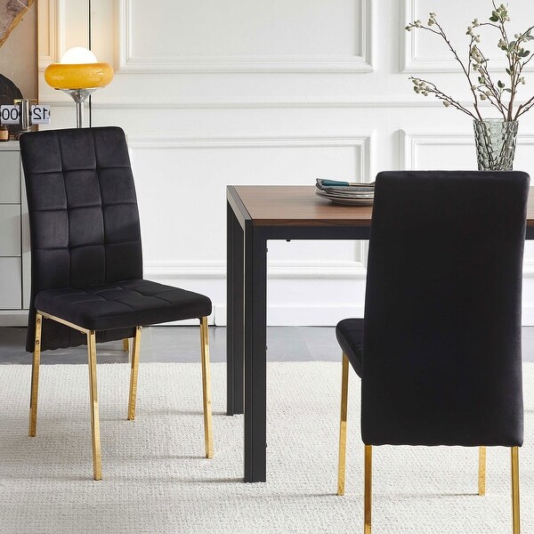 Velvet High Back Nordic Dining Chair with Black Legs Set Of 2