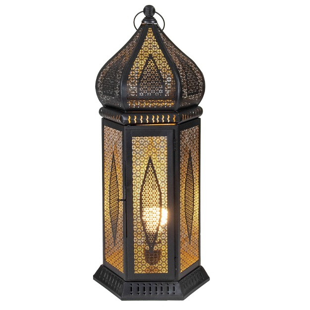 Black And Gold Moroccan Style Lantern Table Lamp