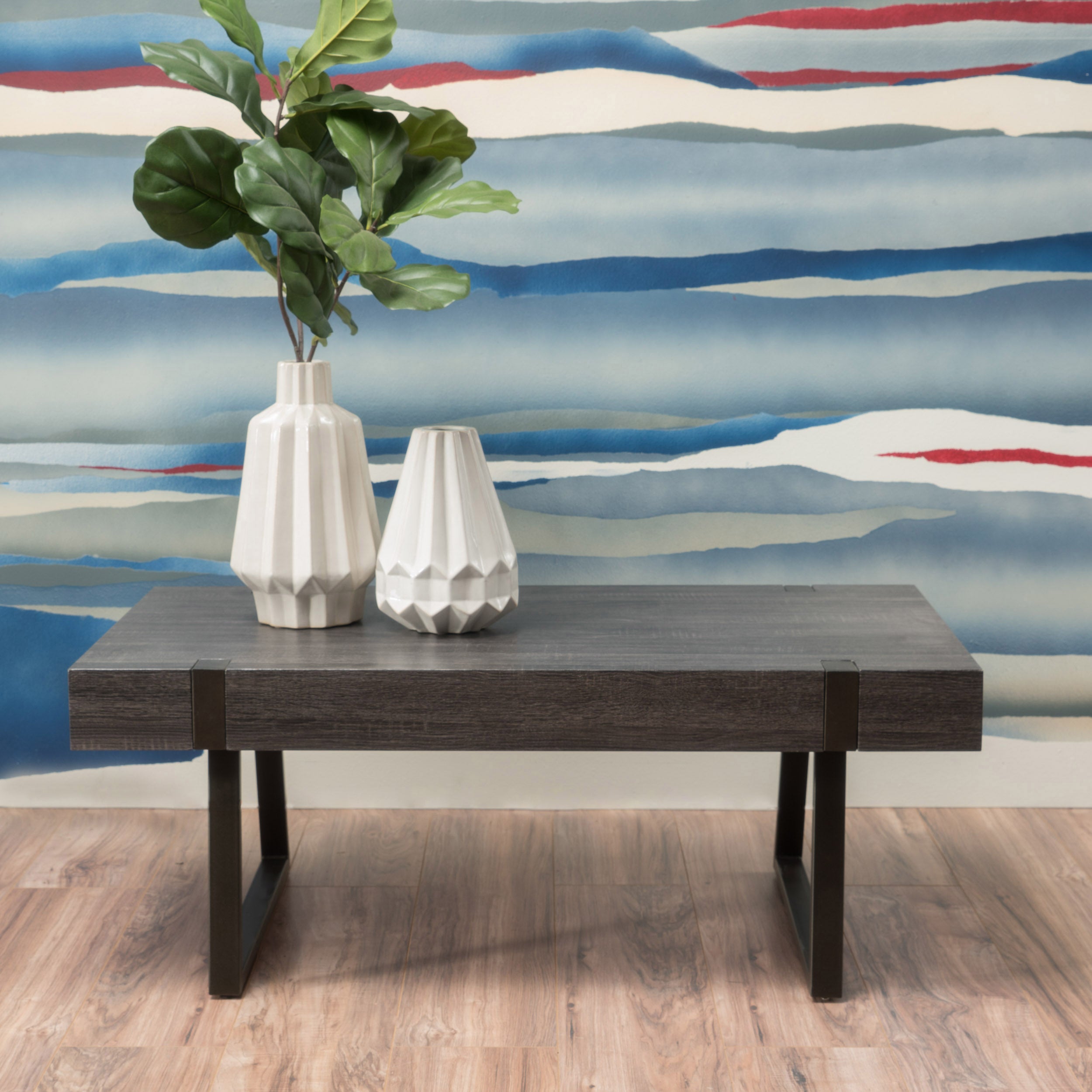 Genwa Black Oak Wood Coffee Table