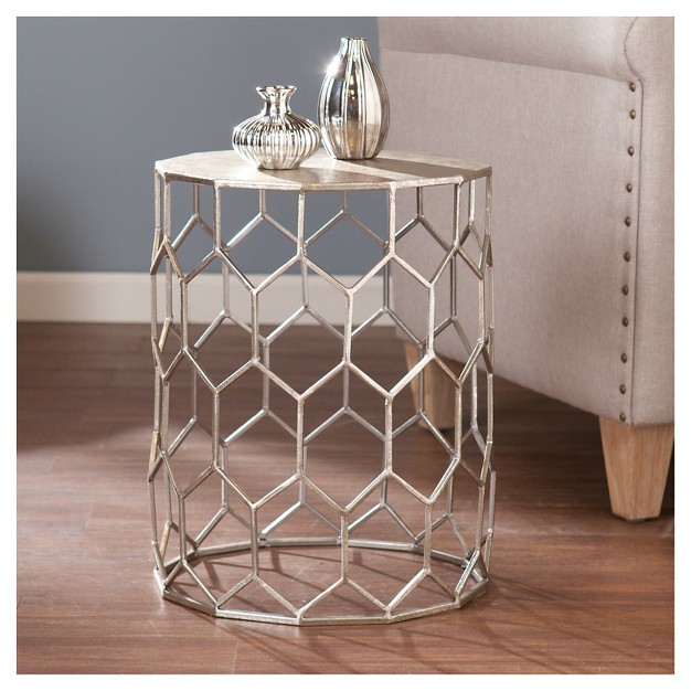 Carmen Metal Accent Table Antique Silver Aiden Lane