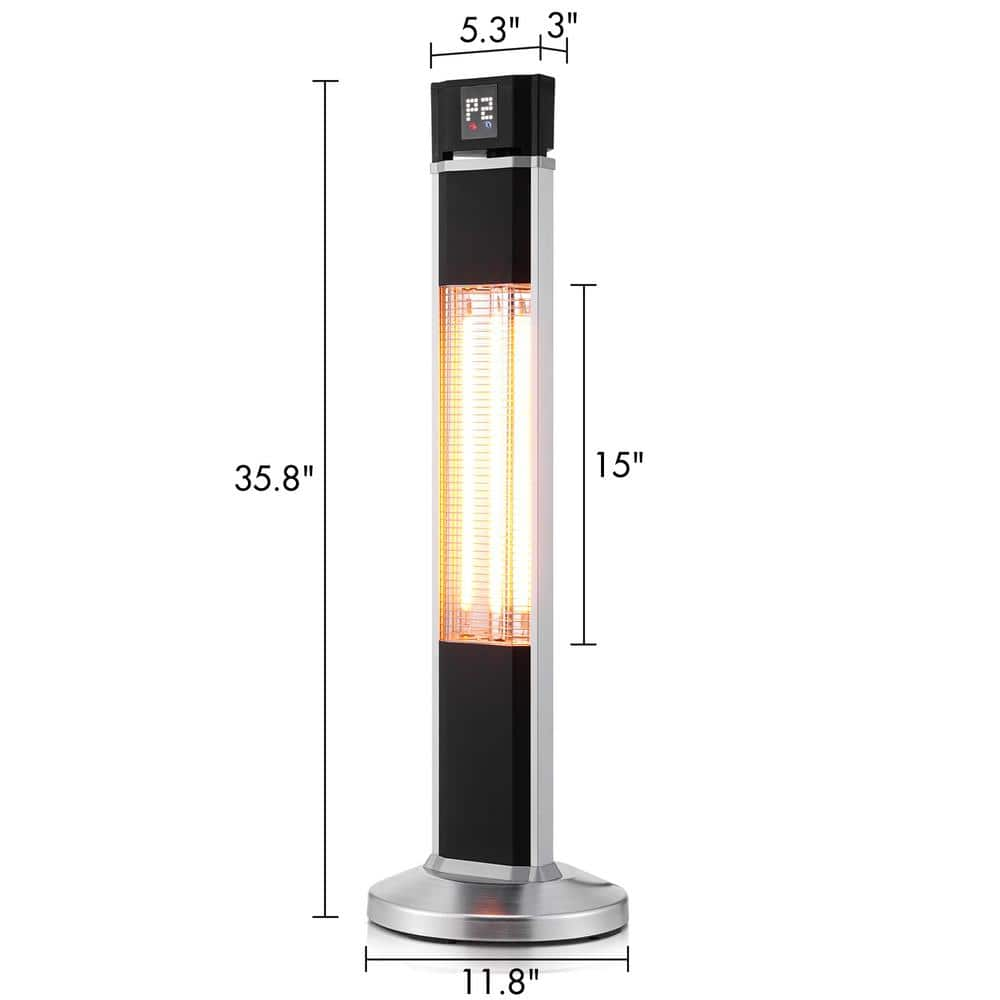 Kingdely 1500-Watt Electric Patio Heater Freestanding Indoor/Outdoor Infrared Carbon Space Heater with LED Display and Remote KF020209-01