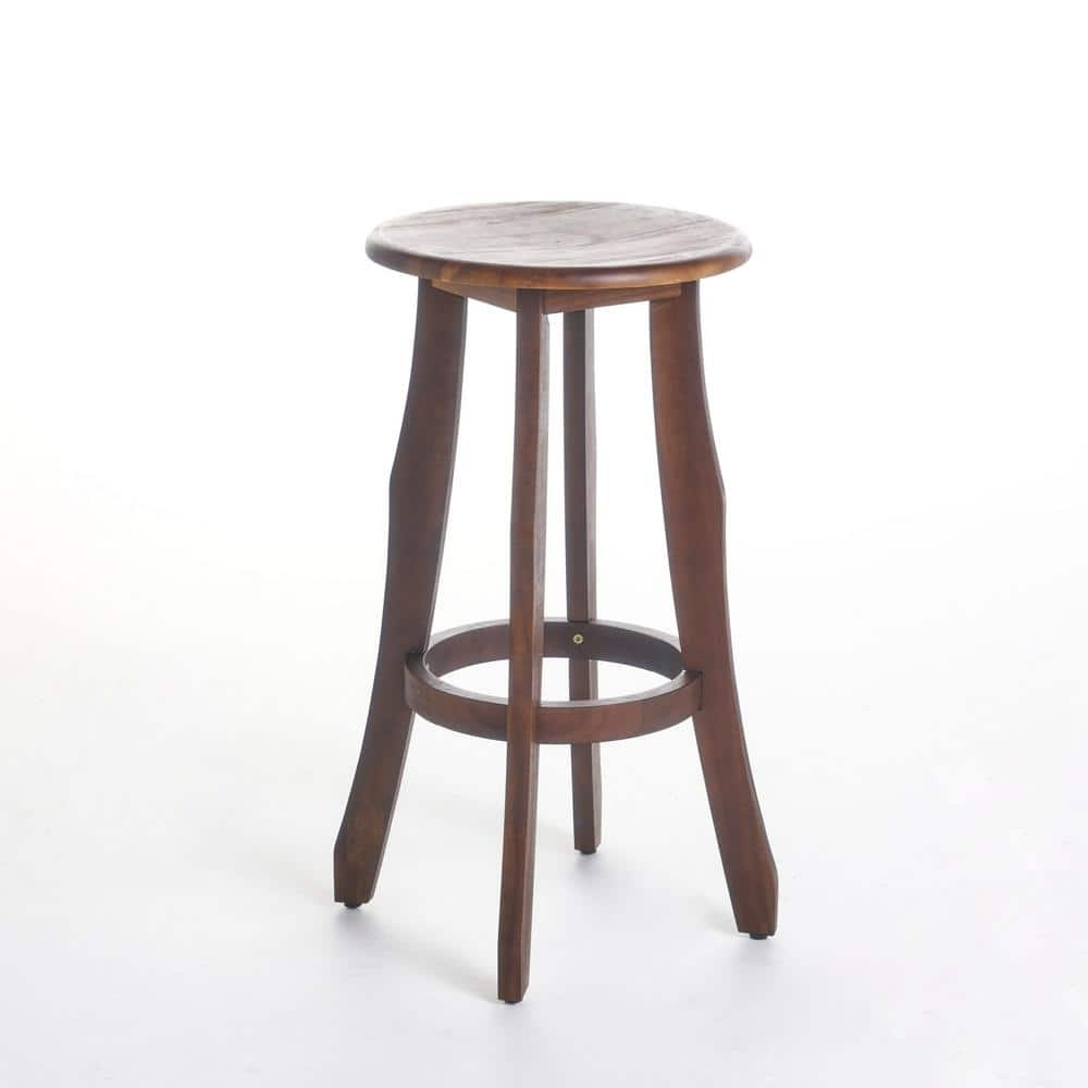 Noble House Pike Dark Brown Wood Outdoor Bar Stool (4-Pack) 40791