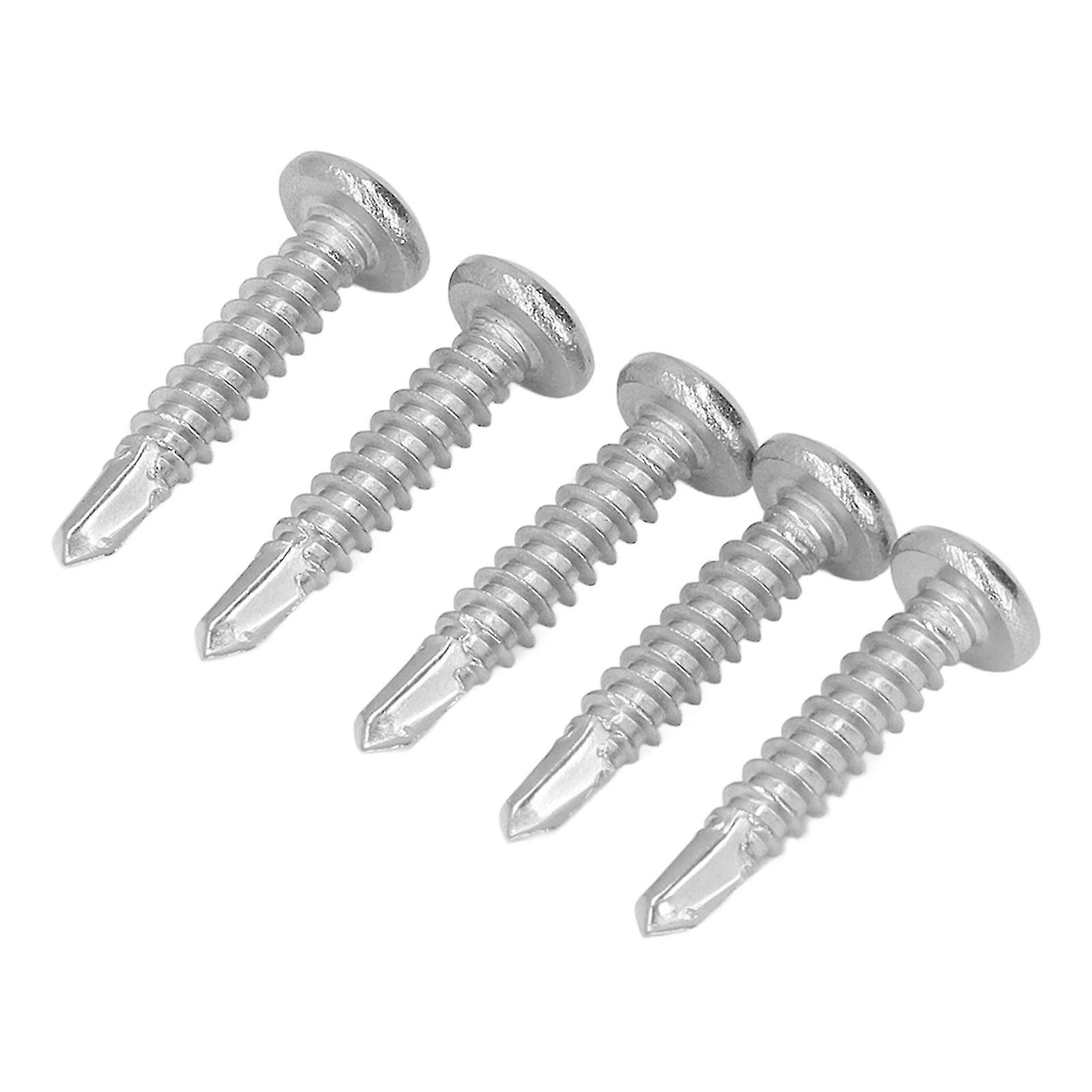 100Pcs Self Drilling Screw Round Head 304 Stainless Steel Fasteners for Wood Work M4.8x25