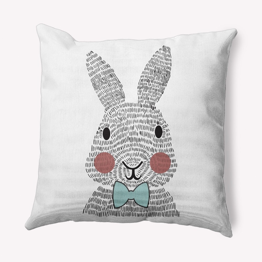 Bow tie Bunny Easter Indoor/Outdoor Throw Pillow