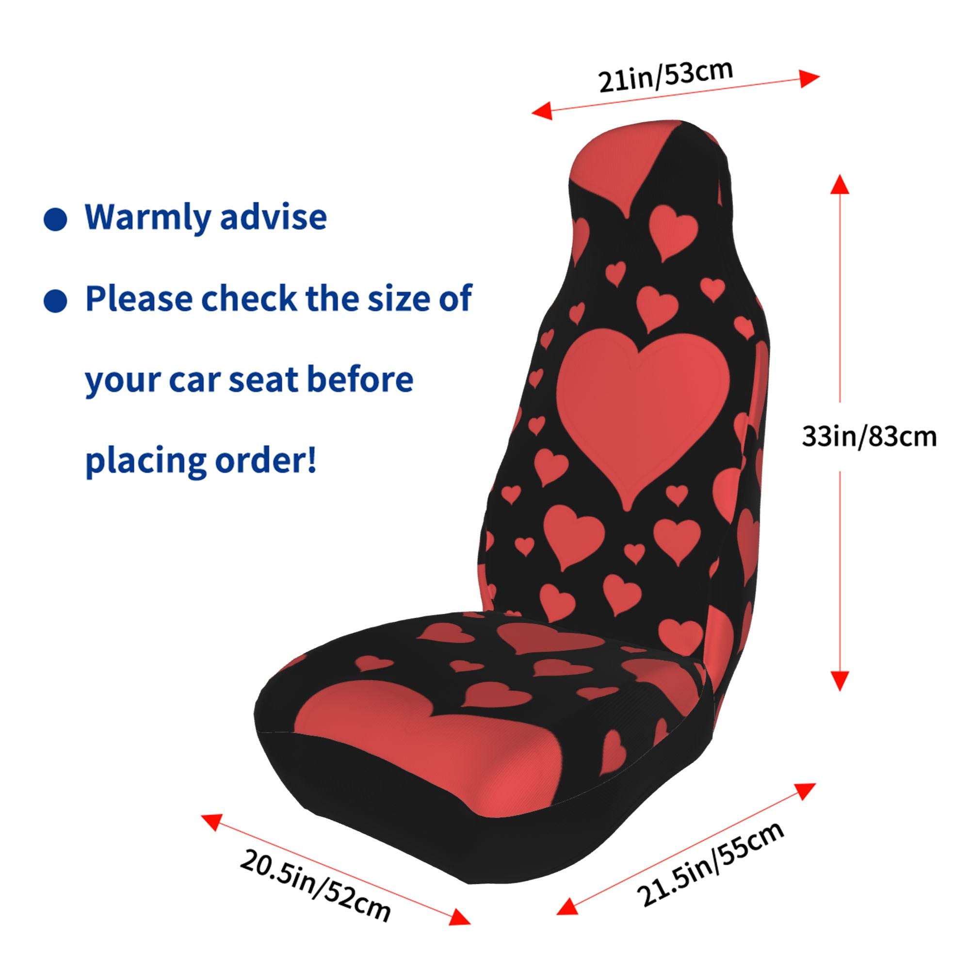 ZICANCN Car Seat Cover Poker Hearts Valentine Pink Car Front Seat Covers Protectors ， Automotive Seat Covers for Cars Trucks Suv