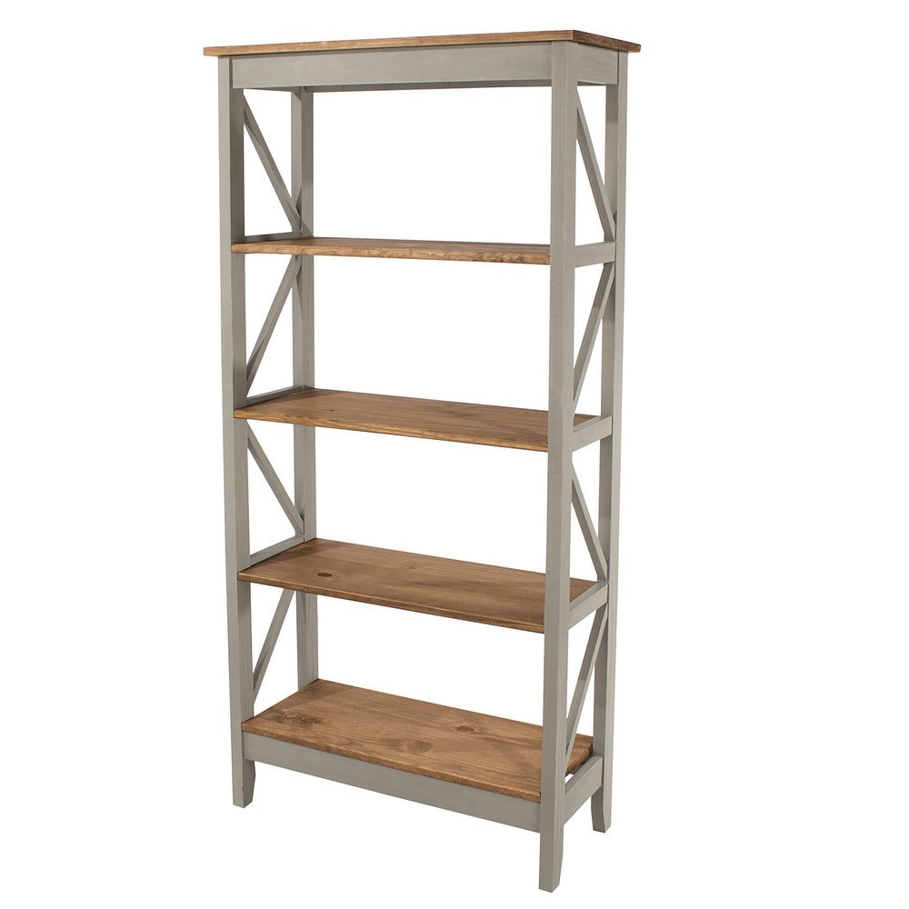 Wood Shelf Unit 5 Tier Corona Gray  Furniture Dash
