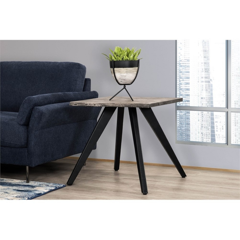 Primo International Jett Modern Wood and Metal End Table in Gray   Industrial   Side Tables And End Tables   by Homesquare  Houzz