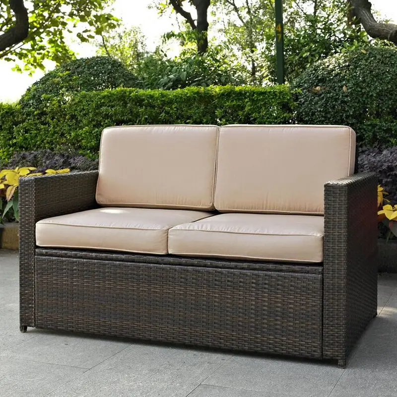 Palm Harbor Sand and Wicker Patio Loveseat