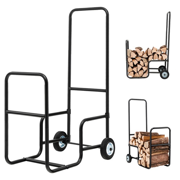 Costway Firewood Storage Rack Wood Mover Hauler Fire Rack Caddy Cart