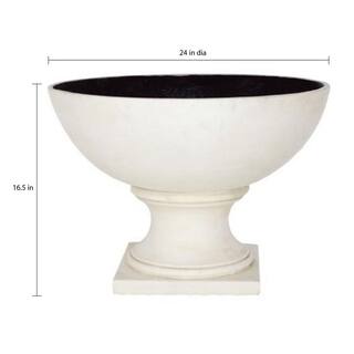 MPG 24 in. W x 16.5 in. H Light Aged White Composite Contemporary Wide Urn PC1445LAW