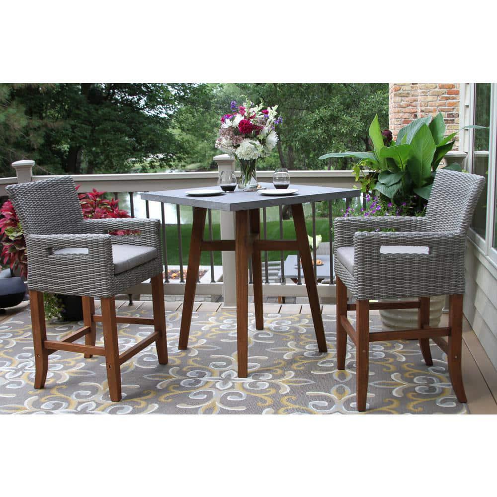 Square Wood Counter Height Outdoor Dining Table