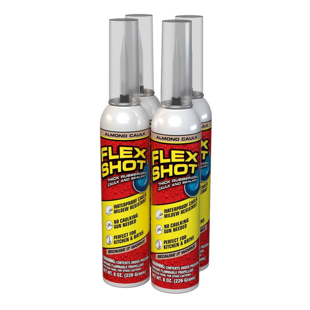 FLEX SEAL FAMILY OF PRODUCTS Flex Shot 8 fl. oz. Almond Thick Rubber Mildew Resistant Waterproof Sealant (4-Pack) FSH8A-4CS