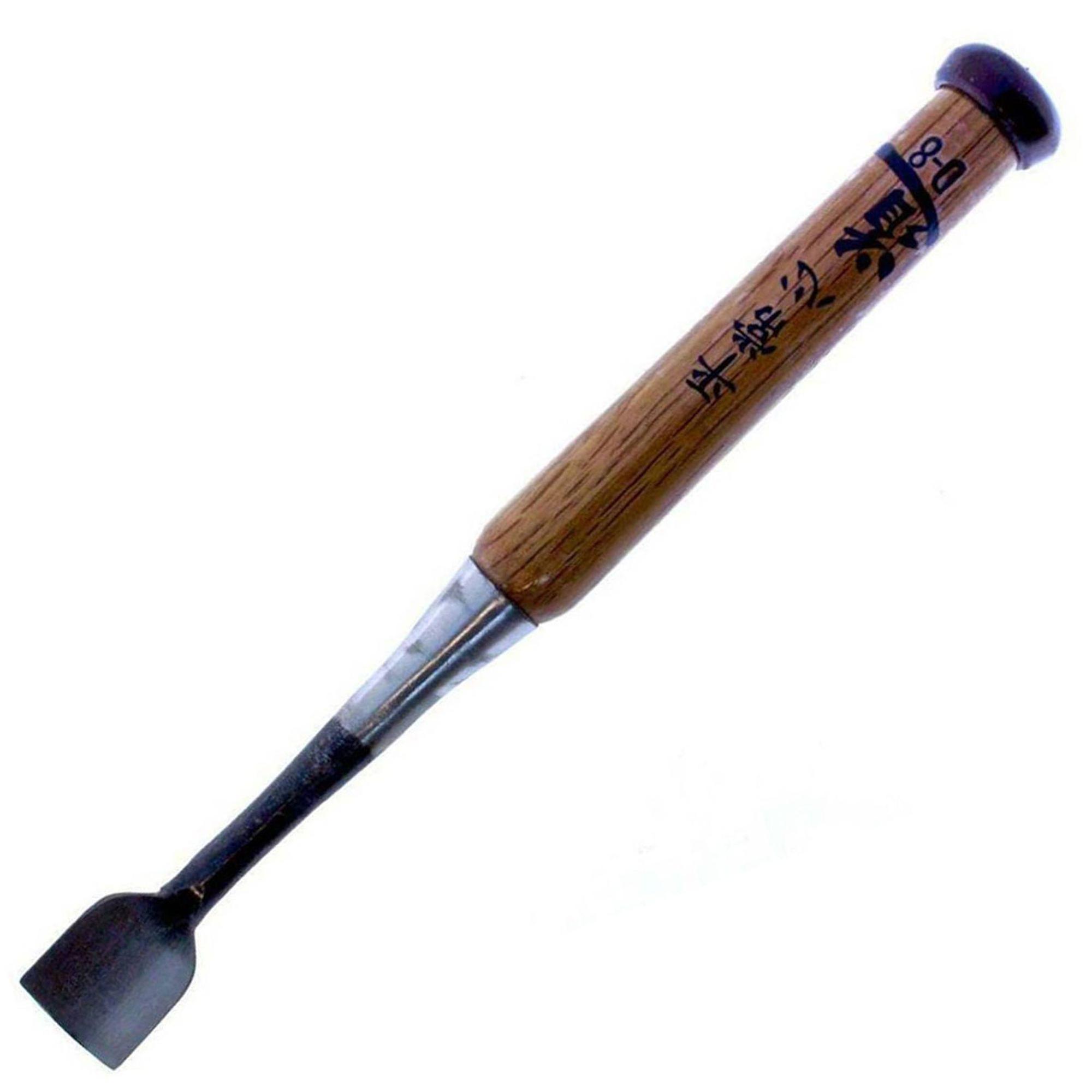 Michihamono Shorbent Wood Carving Tool 24mm D-8 Spoon Bent Woodcarving Socket U Gouge， with Wooden Handle， to Carve Hollows in Woodworking