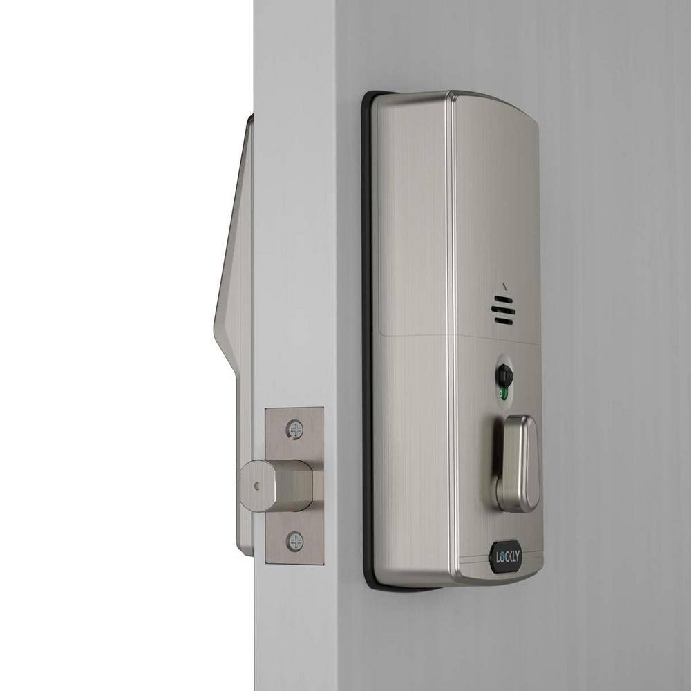 Lockly Secure Plus Satin Nickel Single-Cylinder Alarmed Deadbolt Lock with Smart Keypad Bluetooth and 3D Fingerprint PGD 728F SN