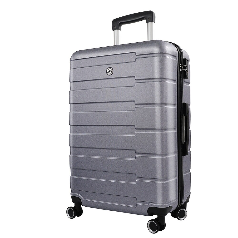 Hardside Expandable Luggage with Spinner Wheels  Checked Large 28 Inch Silver Grey