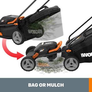 Worx POWER SHARE 40-Volt 17 in. Cordless Battery Walk Behind Mower with Mulching  Intellicut (Battery  Charger Included) WG743