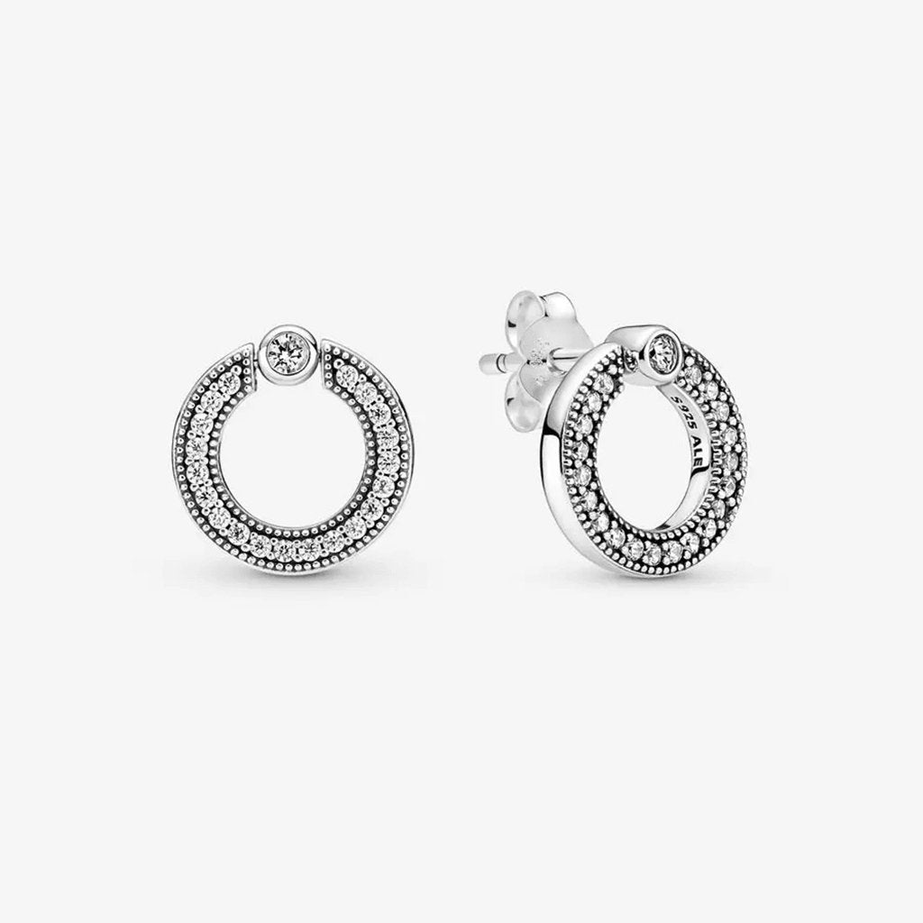 PANDORA  Pavé & Logo Circle Reversible Stud Earrings