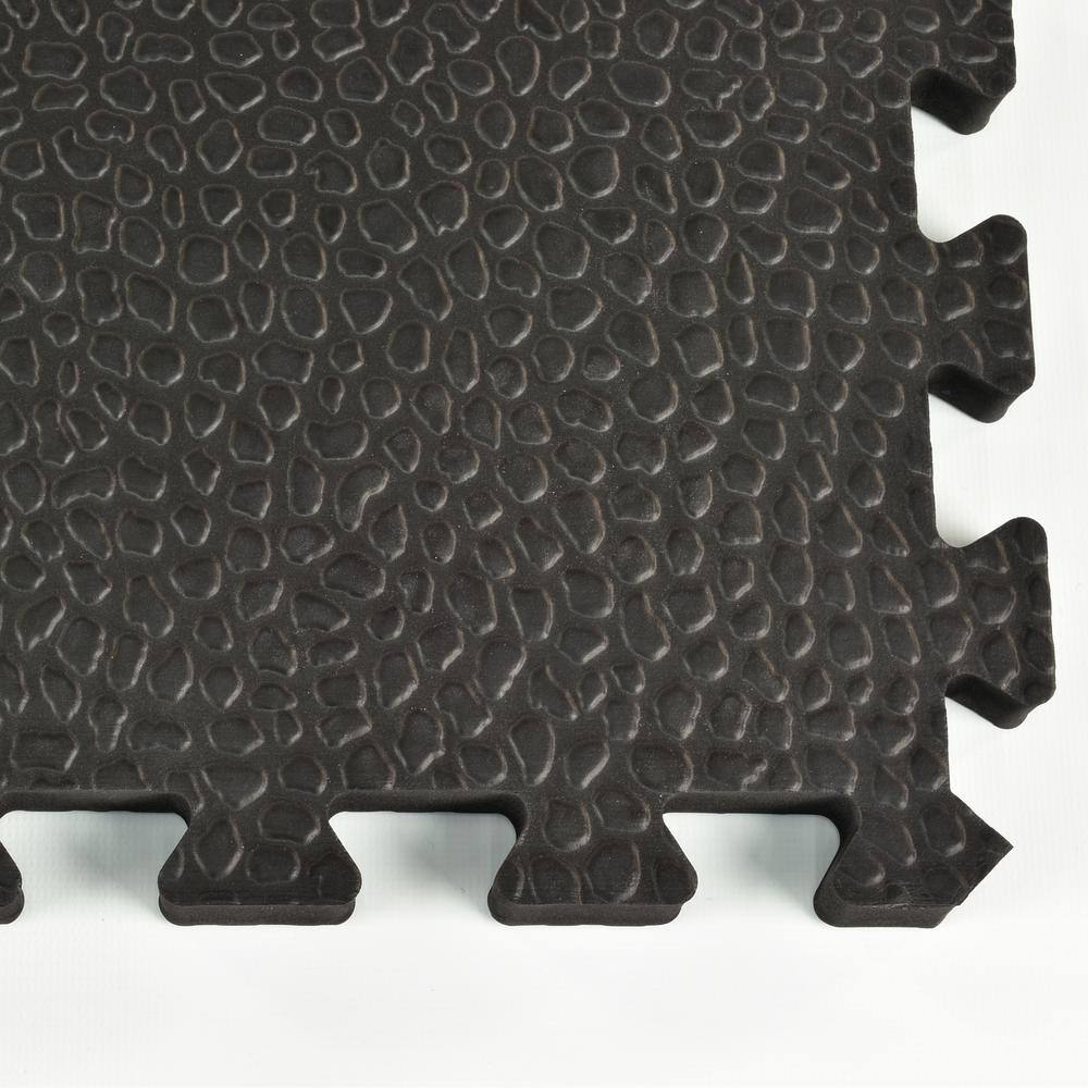 Greatmats Pebble Top Black 24 in. x 24 in. x 34 in. Foam Interlocking Gym Floor Tile (38.75 sq. ft.) (Case of 10) PEB34-10