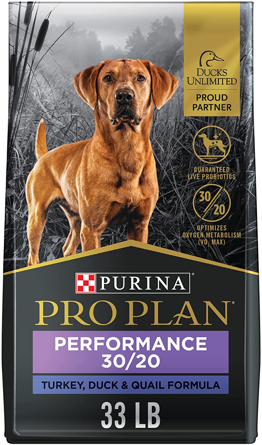 Purina Pro Plan Sport Performance 30/20 Turkey， Duck and Quail Formula Dry Dog Food 33 lb. Bag