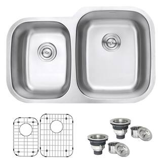 Ruvati 32 in. 4060 Undermount 16-Gauge Stainless Steel Double Bowl Kitchen Sink RVM4315