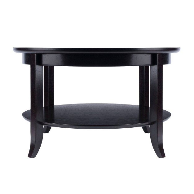 Genoa Coffee Table Glass Inset And Shelf Dark Espresso Winsome