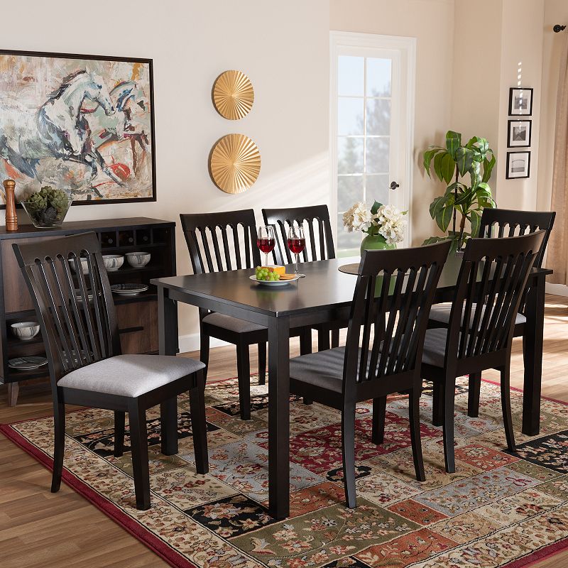 Baxton Studio Minette Dining Table and Chair 7-piece Set