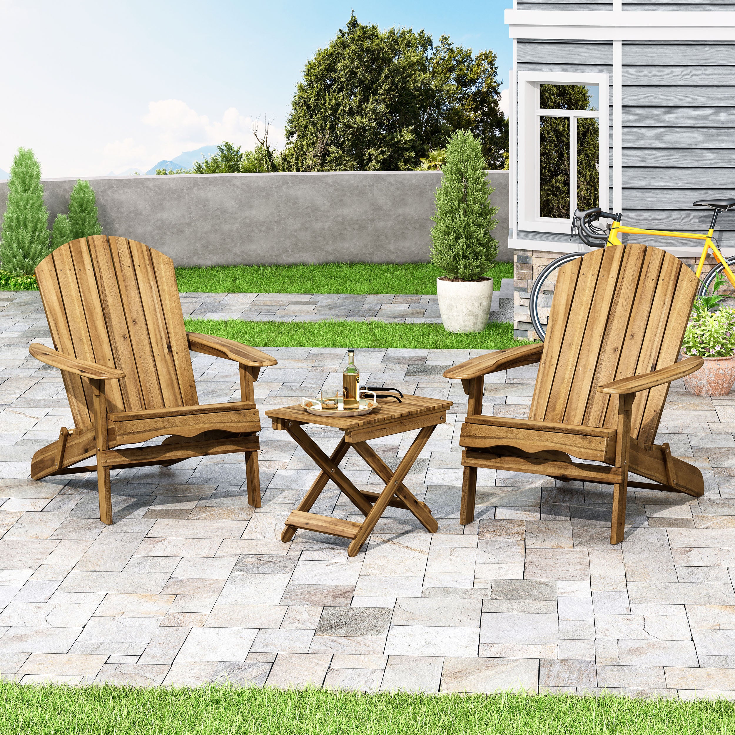 Reed Outdoor 2 Seater Acacia Wood Chat Set