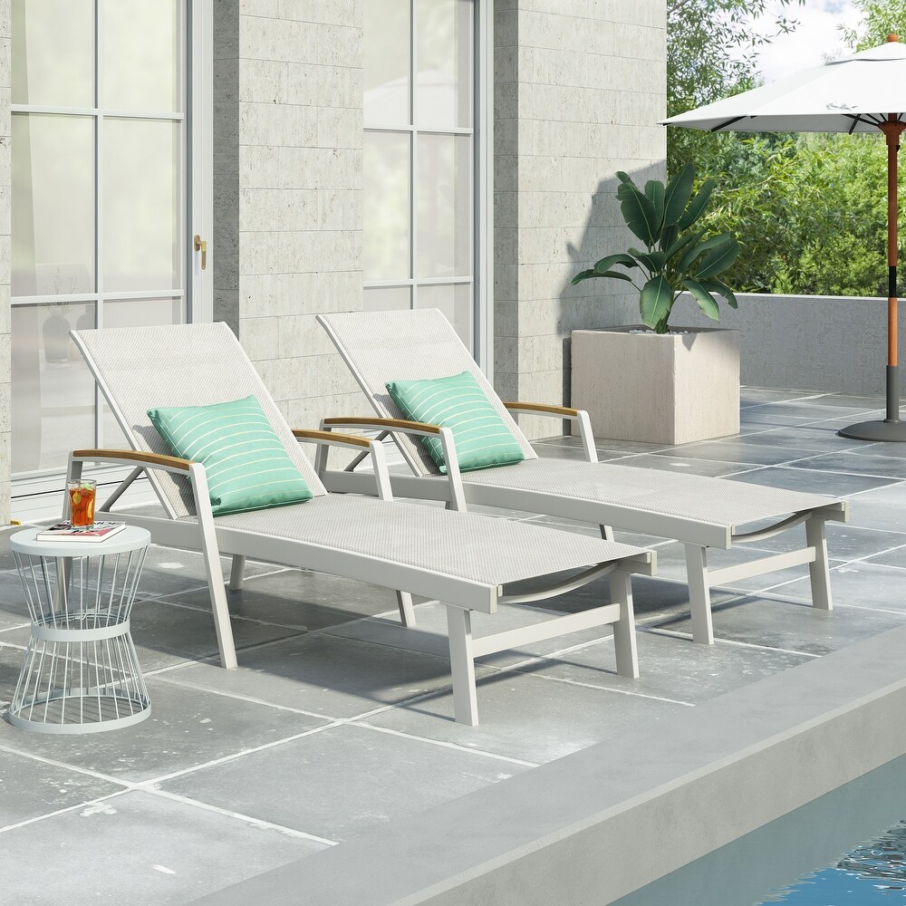 Oxton Outdoor Aluminum Chaise Lounge (Set of 2) by Christopher Knight Home