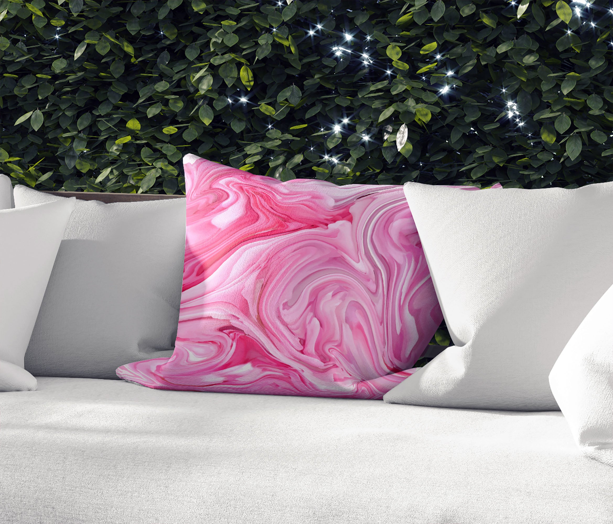 Pink Marble Outdoor Pillow by Kavka Designs