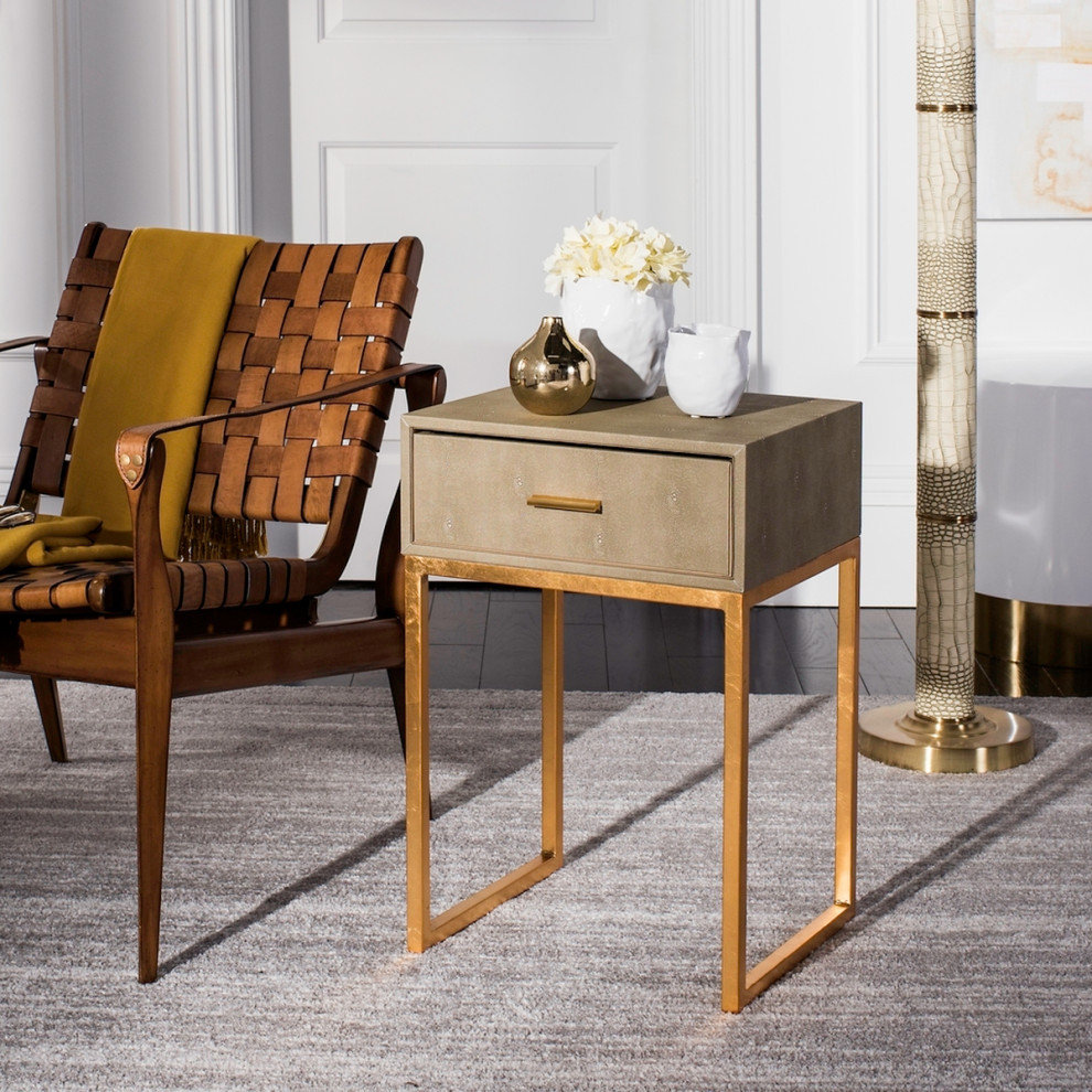 Sophie Shagreen Modern Side Table Light Taupe   Contemporary   Side Tables And End Tables   by AED Luxury Home Decor  Houzz