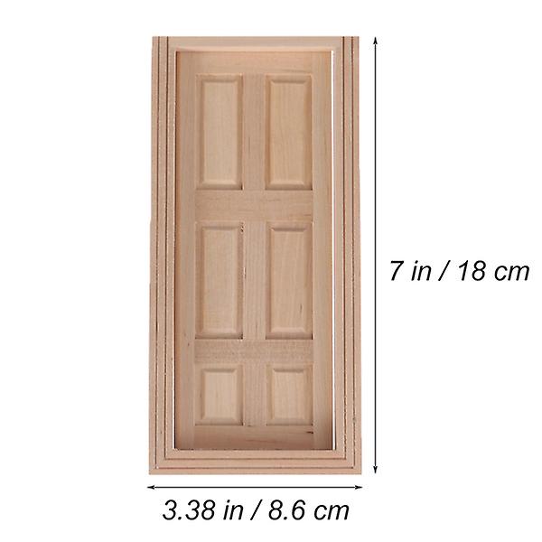 1:12 Mini House Miniature Diy 6-panel Interior Wooden Door