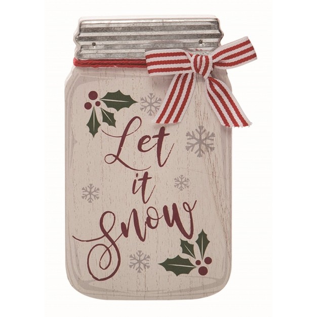 Transpac Wood White Christmas Jar Decor