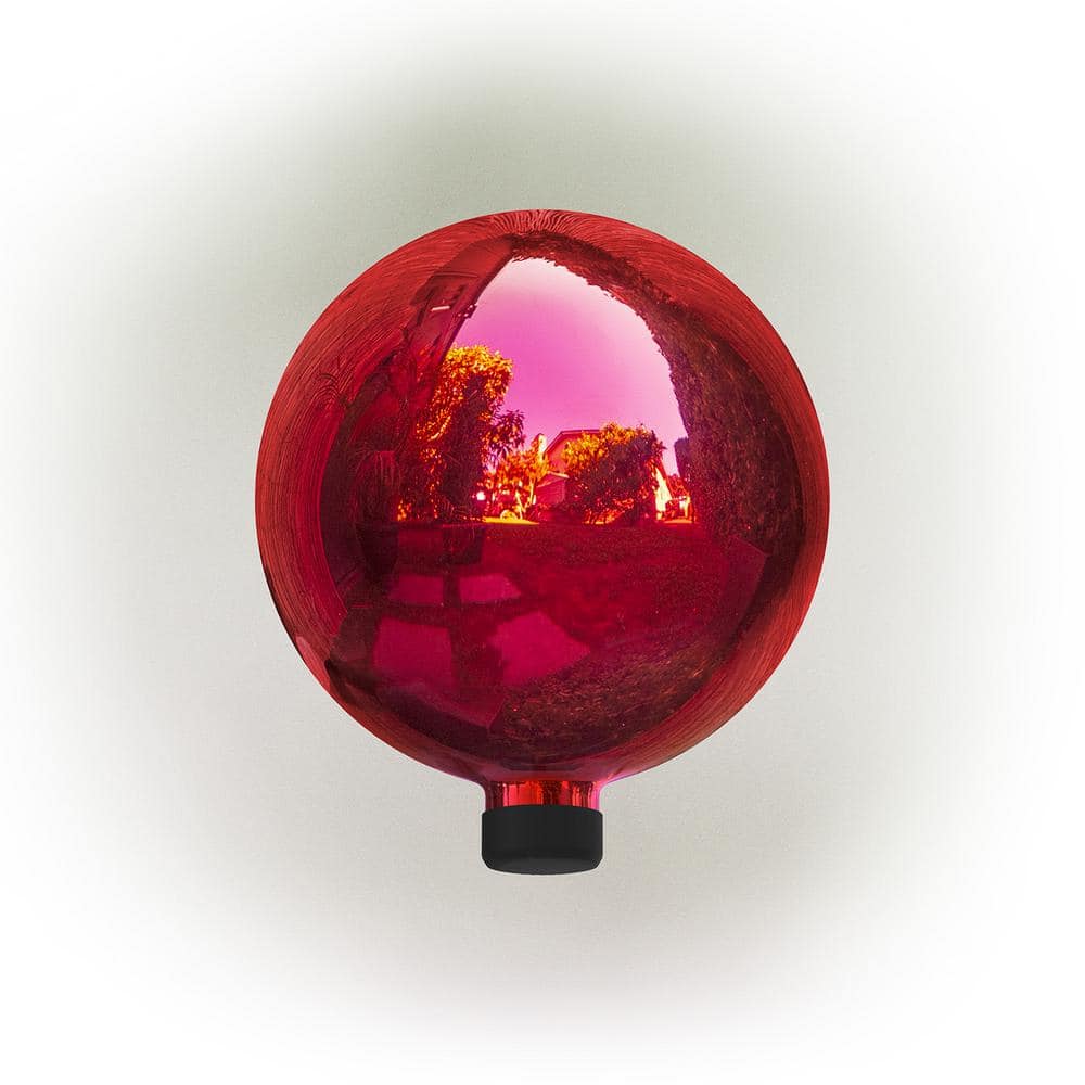 Alpine Corporation 10 in. Dia Indoor/Outdoor Glass Gazing Globe Yard Decoration, Red GLB292RD