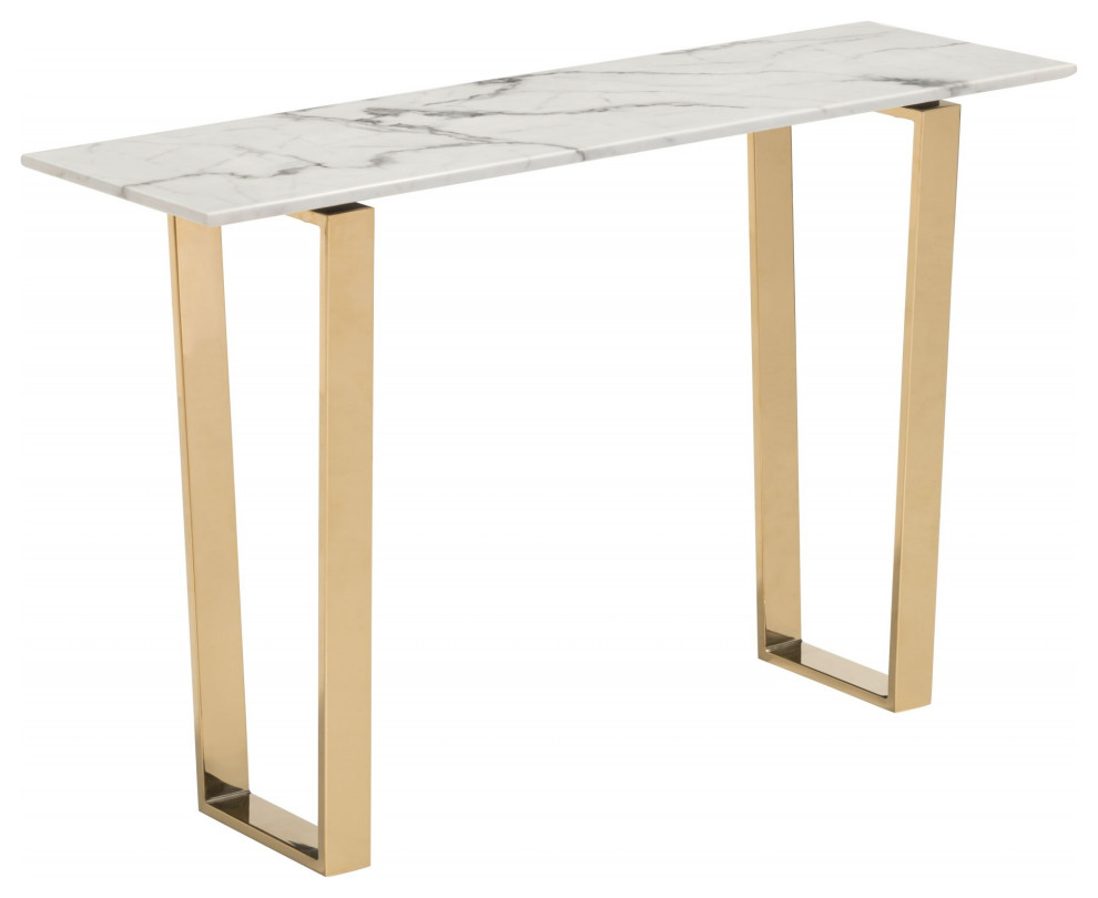 Designer  x27s Choice White Faux Marble and Gold Console Table   Contemporary   Console Tables   by UStradeENT LLC  Houzz