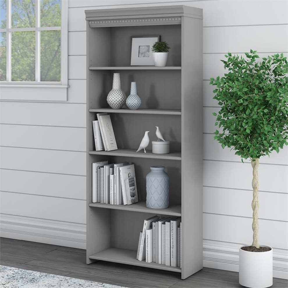 Bush Furniture Fairview 5 Shelf Bookcase in Cape Cod Gray   Transitional   Bookcases   by Homesquare  Houzz